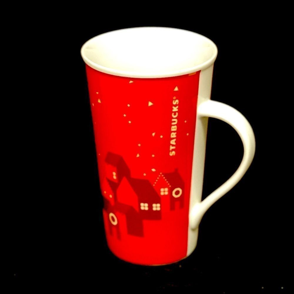 2013 Starbucks Holiday Christmas Red Houses tall ceramic mug 16 oz capacity